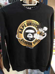 专柜正品aape黑金七龙珠悟空联名加绒卫衣正品保真,7成新