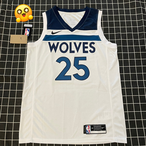 nba nike森林狼罗斯25号经典白色球衣