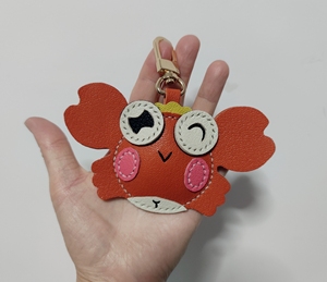 手工皮具挂件螃蟹钥匙扣包邮小螃蟹h家进口法羊皮,手工制作,实