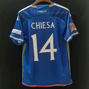 2023意大利主场蓝色球衣21号皮尔洛10号巴乔18号巴雷拉