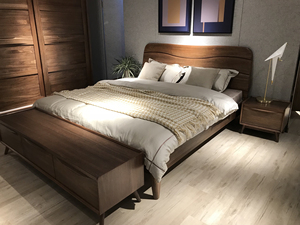 顾家实木品牌澳凡家具北美黑胡桃木1.5米床