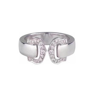 8新]cartier卡地亚 天使之吻带钻白金戒指 51号 公价31700