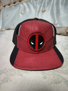 marvel漫威帽子 死侍小贱贱棒球帽 平沿鸭舌帽 皮革面料