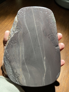 端砚大西洞老坑平板砚,冰纹,鱼脑冻