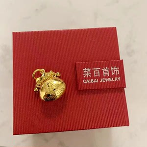 全新菜百首饰足金福袋小吊坠