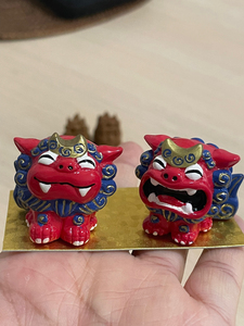 哥本哈根happy淘宝日本回流,琉球烧,冲绳,小狮子一对,无盒子,无款.