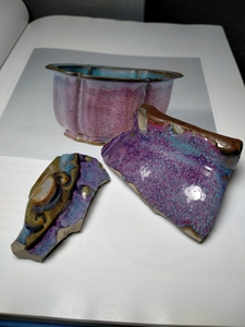 00saruman2002淘宝金元钧窑正窑口天青釉小盘残器 高古瓷钧瓷片古玩