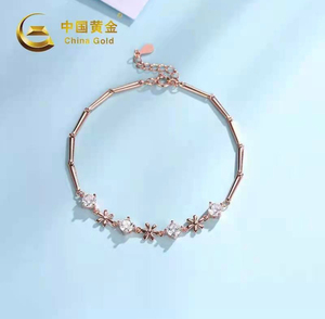 全新中国黄金手链  雪花手链,一生一世手链