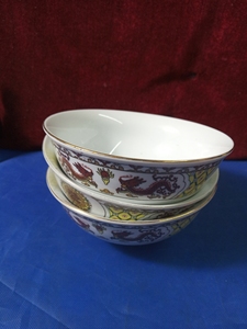 陶瓷,八十年代唐山白玉福寿碗3支,瓷质好,使用收藏均可,每只