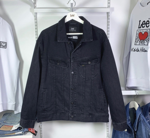 lee李牌男士夹克标准版型牛仔衣服外套黑色夹克
