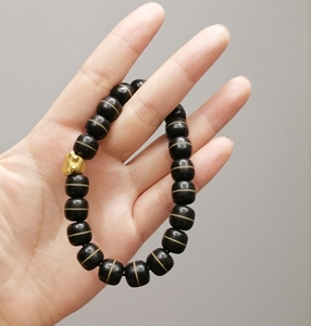 首作出品新款黑金手串老型单圈印尼椰蒂镶嵌黑金加金牛男女精品