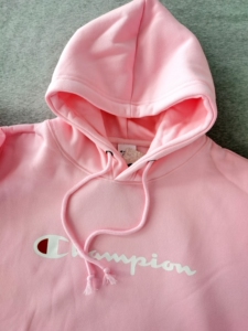 冠军印花加绒卫衣粉色m全新带包装吊牌男女同款.