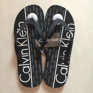 全新44码黑色calvin kleinck 人字拖鞋男士