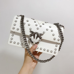 pinko 白色珍珠链条包 9新