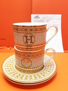 hermes爱马仕款陶瓷咖啡杯套装 金格欧式骨瓷下午茶杯