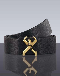 劲霸 小金人真皮皮带(黑色)      规格: 长度