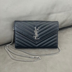 ysl圣罗兰 黑银信封包woc cassandre 银色调