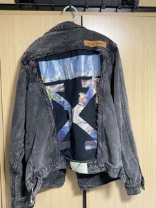 OFF WHITE 莫奈油画做旧拼接牛仔衣OW情侣夹克外套