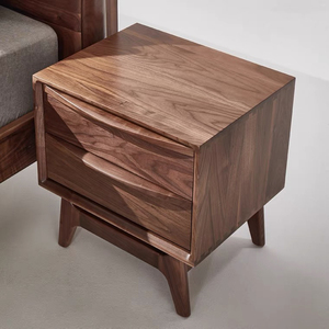 莫霞家具同款北美黑胡桃床头柜全实木储物柜高端木蜡油工艺.