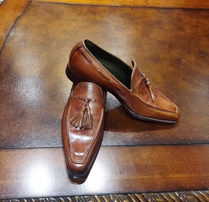 silvano lattanzi郎丹泽男士擦色流苏皮鞋