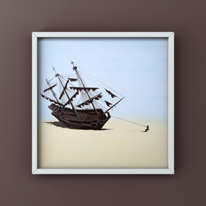 纯手绘丙烯画油画 加勒比海盗杰克船长临摹我是那支落纯手绘丙烯