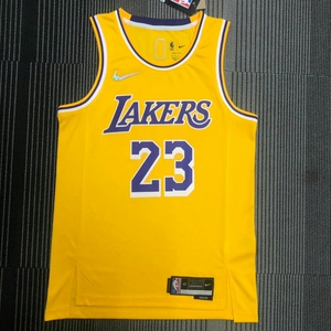 23勒布朗詹姆斯球衣 nba75周年镭射标湖人队23号sw篮
