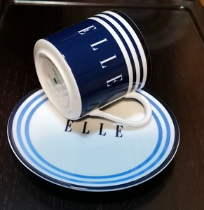 日本ELLE品牌咖啡杯碟套。日本日光公司，泰国生产。几乎全新