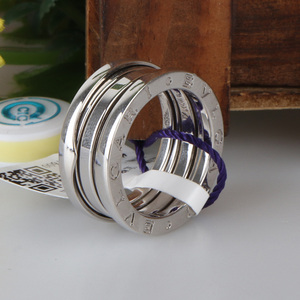 9新宝格丽bvlgari正品女士750白金3环戒指/尾戒51号