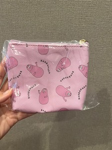 日本正品绝版巴巴爸爸粉色零钱包收纳包纸巾包口红包化妆包 中号