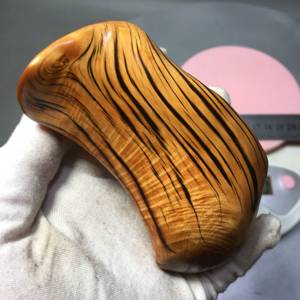 精品虎皮纹把件 太行崖柏黑油榴花龙胆把件手串摆件底座杯垫笔筒