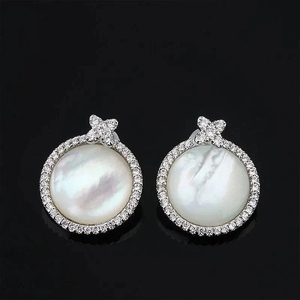 全新apm星星白贝母耳钉耳环高端大气包邮