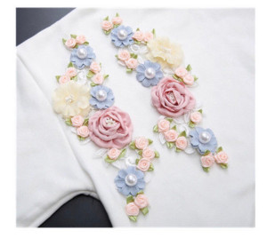 粉色花朵五彩缤纷衣服装饰花边 diy手工装饰衣服补丁贴一对