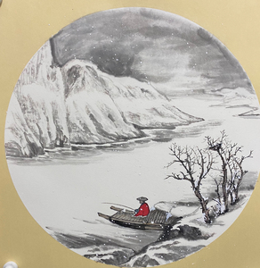"千山鸟飞绝,万径人踪灭,孤舟蓑笠翁,独钓寒江雪"纯手工绘制