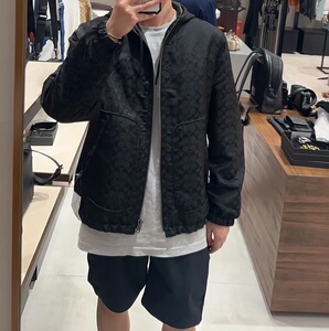 coach 连帽两面穿 满logo皮衣 另一面全皮皮衣 全新