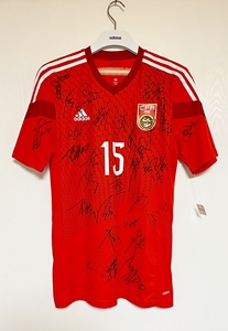 2015澳大利亚亚洲杯中国国家队吴曦更衣室落场版全队签名球衣