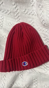 日本代购买的champion冠军针织帽.正红色.均码.