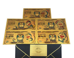 哆啦a梦金箔纪念钞 机器猫纪念币 动漫周边手办
