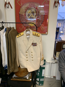 苏联海军中将制服礼服,将军军官,白色69,只有上衣.俄罗斯古