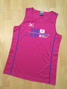 全新mizuno美津浓无锡马拉松男式参赛服樱花粉跑步跨栏背心