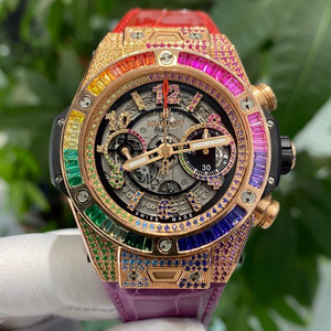 8新]宇舶大爆炸男手表18k玫瑰金后镶自动机械手表45mm