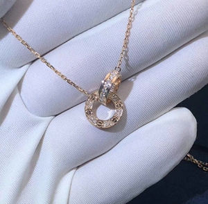 好物推荐cartier卡地亚双环love项链铺满钻石18k真