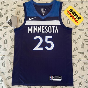 nba森林狼唐斯罗斯25号深蓝色球衣加内特爱德华兹拉塞尔维金