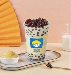 快乐柠檬新品蛋糕忌廉珍珠奶茶中杯
