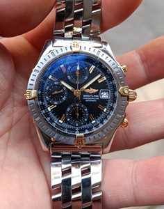 二手手表:瑞士古董全原装百年灵三眼自动机械计时码表.表径39