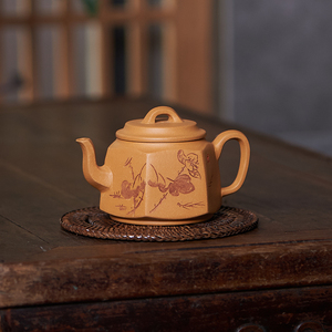 原矿段泥清趣六方壶3湾流经典方器匠人谭青手工送礼紫砂茶壶l