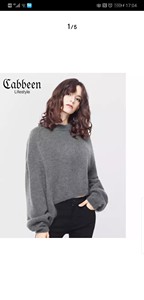 卡宾女装2019春新款中领披肩式灰色短款针织衫套头斗篷毛衣/