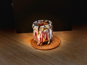 王忠伟沐焰瓷坊沐焰杯银标1380度烧制 火山岩 玛瑙入釉 银