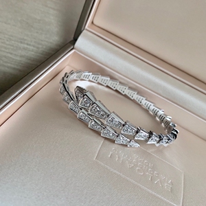 bvlgari 宝格丽 蛇手镯 白金 满钻 m码 二手 有盒