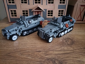 积木装甲车二战moc德军sdkfz250,251半履带车.两