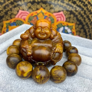 龙涎香行走的香水灰琥珀大肚弥勒佛桌摆车摆件高48厚46.6宽